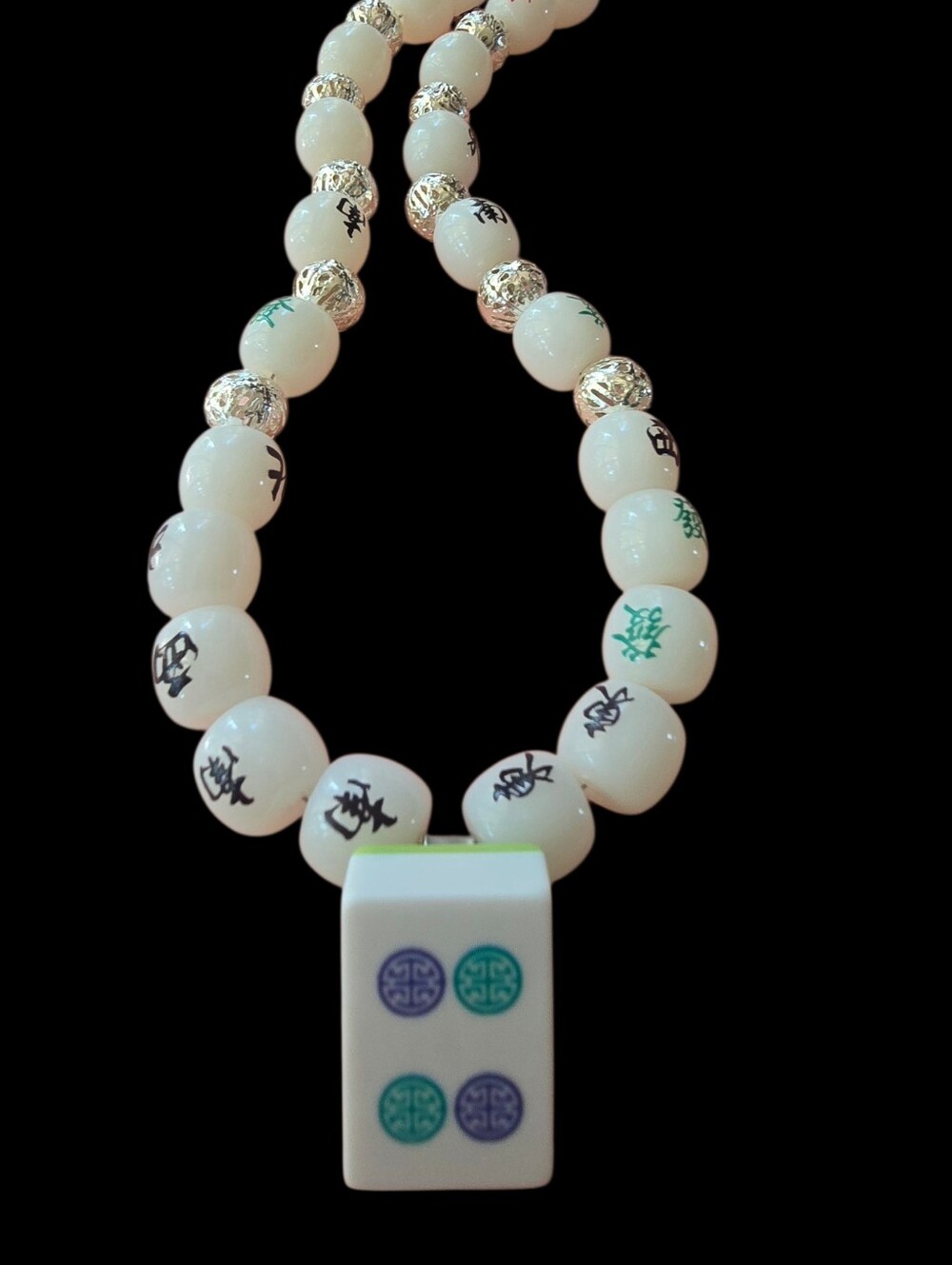 MAHJONG LOVERS DESIGNER UNIQUE  "WINDS" MAHJONG TILE PENDANT 16"TO21" NECKLACE